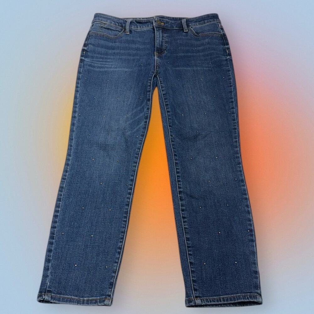 Talbots Dark Blue Slim Ankle Jeans with Stud Detail